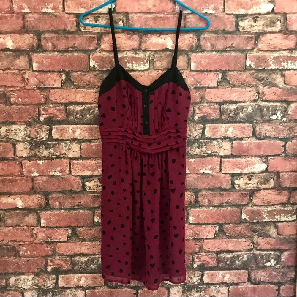 Staring at Stars Burgundy Dress with Black Details